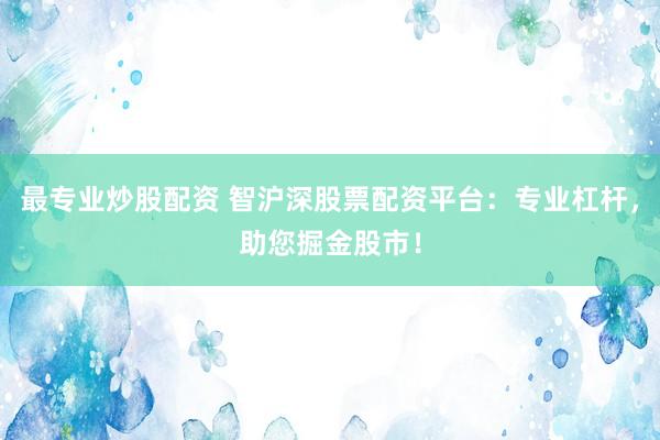 最专业炒股配资 智沪深股票配资平台：专业杠杆，助您掘金股市！