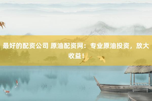 最好的配资公司 原油配资网：专业原油投资，放大收益！