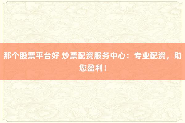 那个股票平台好 炒票配资服务中心：专业配资，助您盈利！